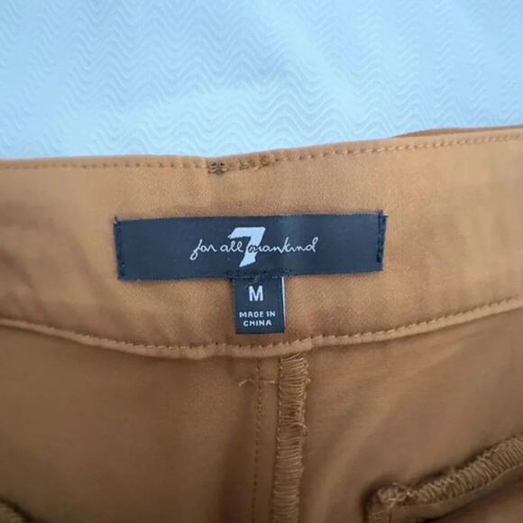 Seven for All Mankind High-Waist Pleated Semi Wide-Leg Trousers Brown Women's M - Picture 9 of 14